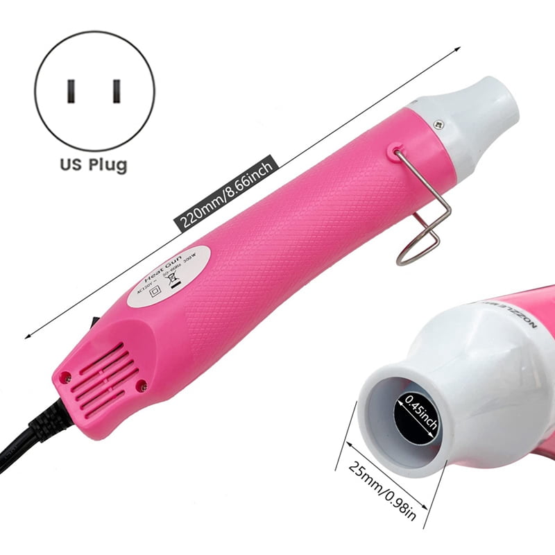 5X Portable Hot Air Machine Mini Hot Air Machine Hot Air Machine for Embossing Shrink Wrapping Drying Paint US Plug Pink