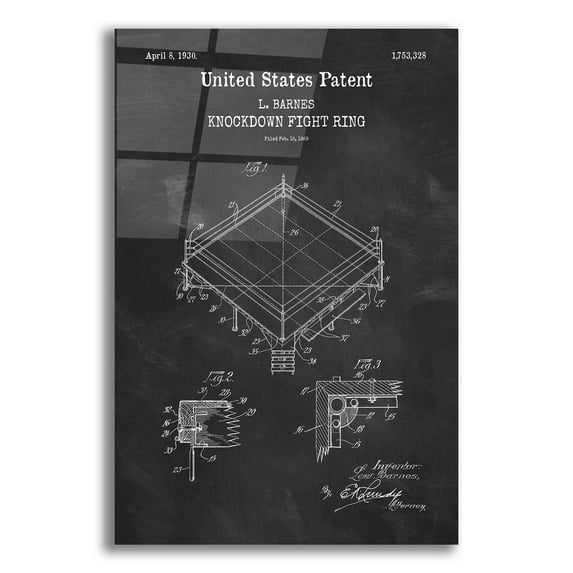 Epic Art 'Ring Blueprint Patent Chalkboard,' Acrylic Glass Wall Art, 12"x16"