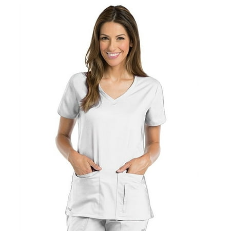 Grey's Active Women's 4 Pocket Knit Side Panel V-Neck Scrub Top - 41423X