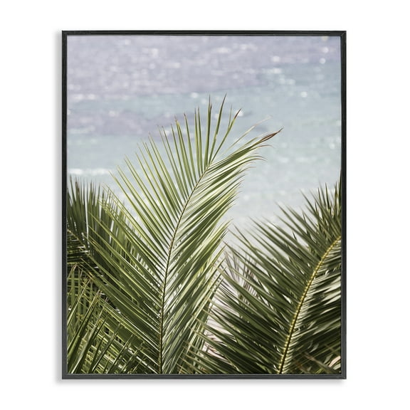 Stupell Industries Graceful Palms by Sea Nautical & Beach Photography Black Framed Art Print Wall Art, 11 x 14