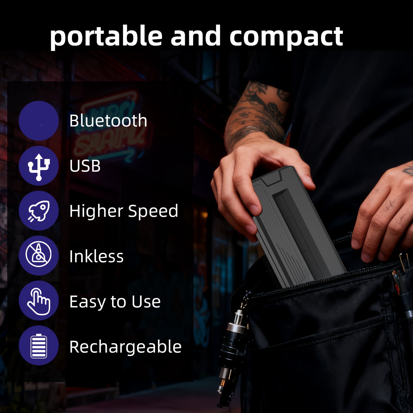 2026 Upgraded Portable Wireless Thermal Printer, Inkless Travel Printer for A4,A5,US Letter&Legal Paper, Compatible with iOS Android Phone Laptop, Includes 10pcs Thermal Paper