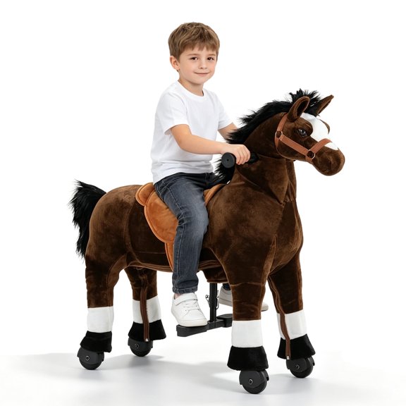 Akaber Ride on Horse for Big Kids, Horse Ride on Toy for 4 to 9 Years Old, (35.43'' Height) Riding Horse Rider Mechanical Walking Action, No Battery or Electricity, Max Load 165LBS