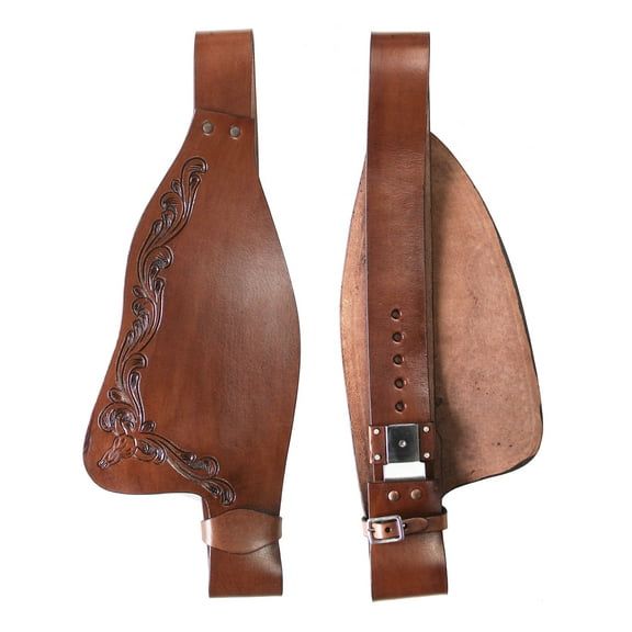 Horse Western Longhorn Tooled Brown Leather Adult Replacement Saddle Fenders 5225LB