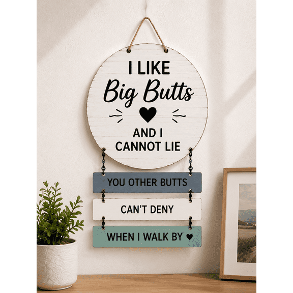 Funny Wooden Hanging Wall Sign with Humorous Quote, Rustic Round Wood Plaque with Hanging Rope, Decorative Farmhouse Wall Décor for Home, Kitchen, Entryway and Gift