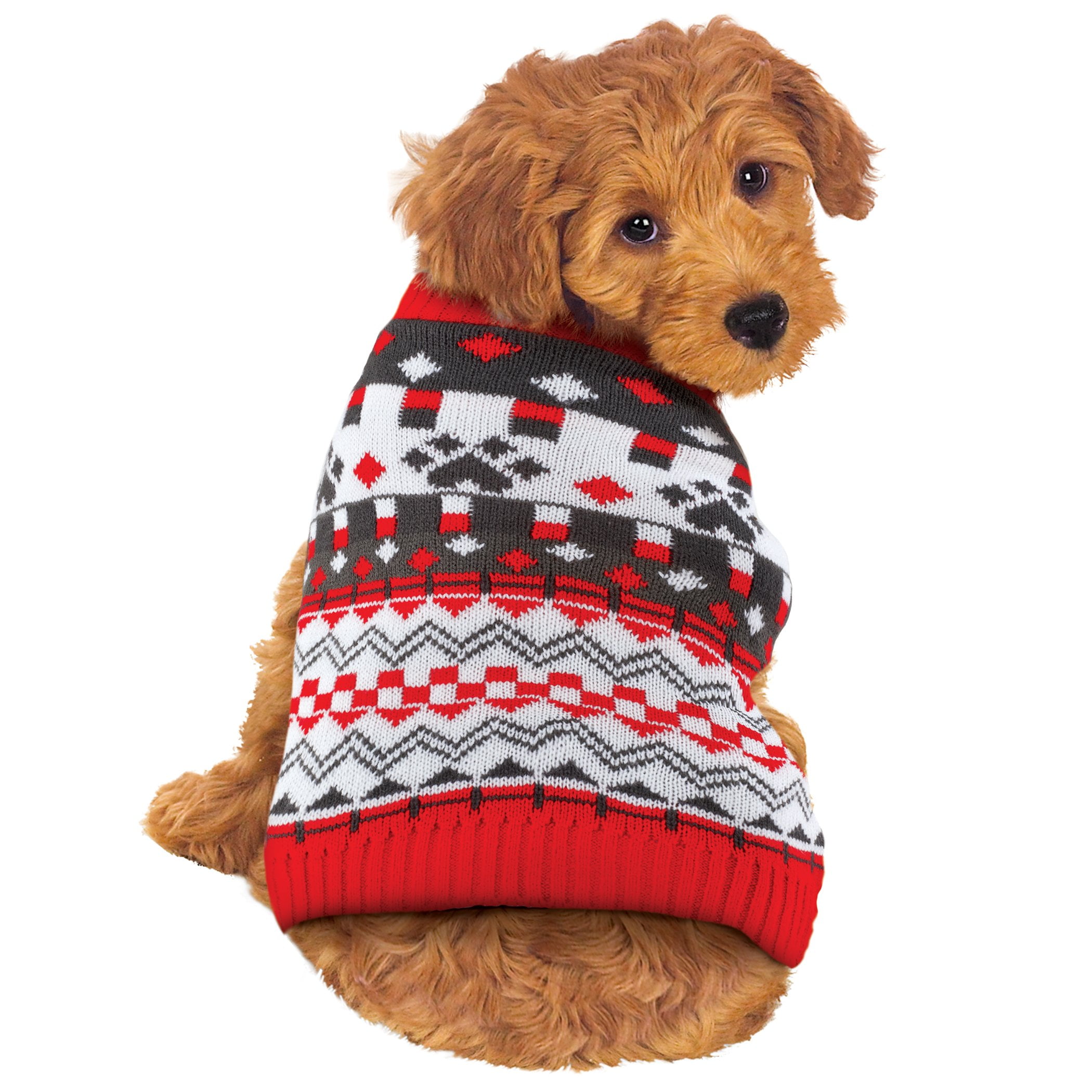 Collections Etc Cute and Comfy Christmas Holiday Dog Sweater