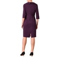 thumbnail image 3 of INSPIRE CHIC Women's Collared Sheath Vintage Half Sleeve Pencil Dress with Belt S Purple, 3 of 5