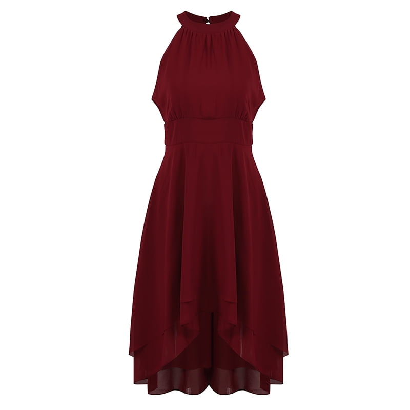 cutout back black layered sleeveless chiffon dress