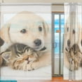 thumbnail image 2 of Coolnut Dog Hug Sleeping Cat Sheer Gauze Door Curtain Window Curtain Drapes for Living Room Kids Bedroom Window Treatment W55 x L78 In 2 Panels, 2 of 4