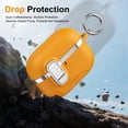 thumbnail image 6 of Dteck Case for Apple AirPods Pro 3rd Generation,Shockproof PU Leather with Lock Case Built-in Fold-out Phone Stand Cover with Carabiner Keychain for AirPods Pro 3 (2025), Yellow, 6 of 6