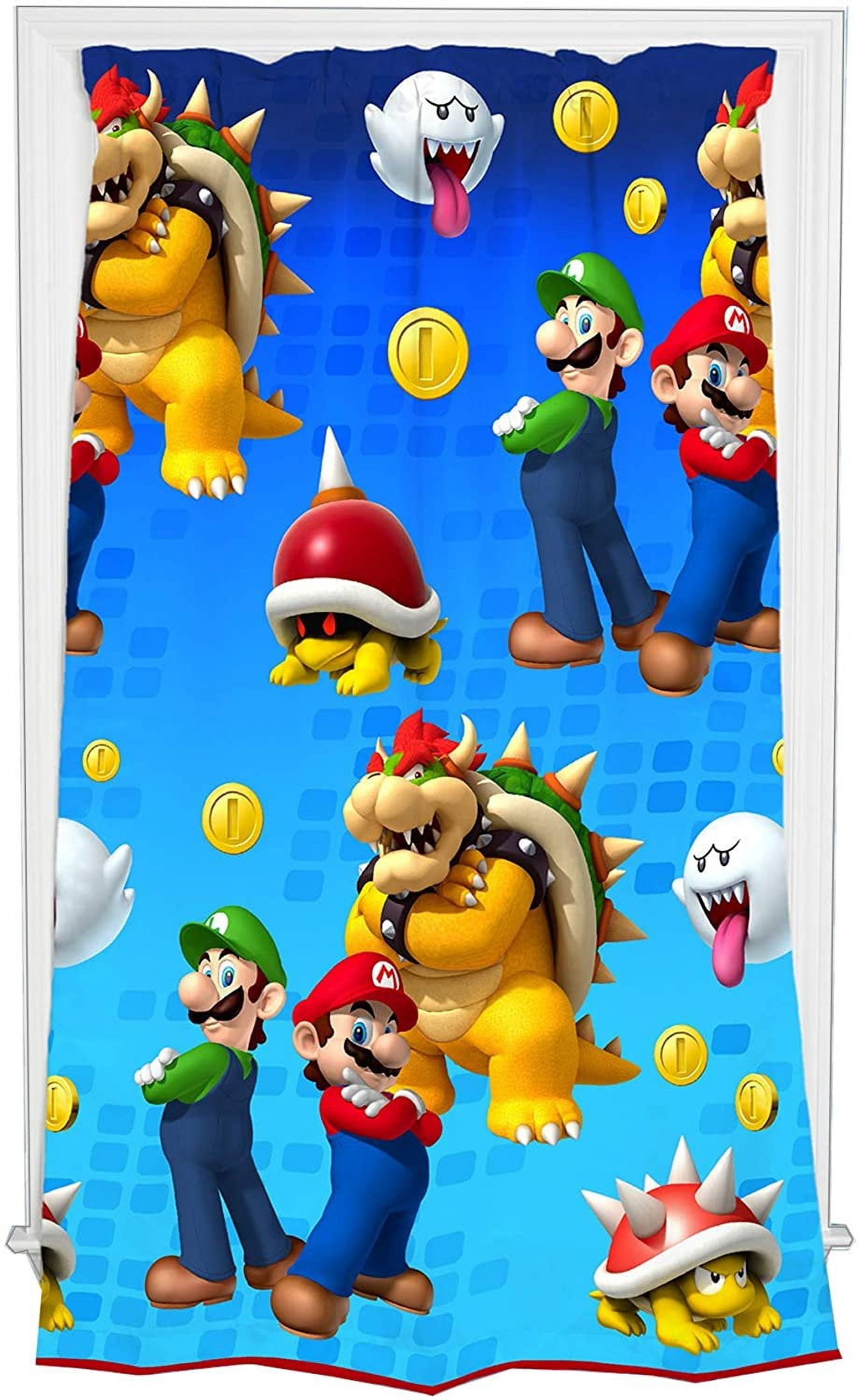 Super Mario Kids Lights Off Room Darkening Curtain Panel, 63" Length, Blue