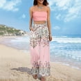 thumbnail image 2 of Jxximdong Palazzo Pants for Women, Petite High Waist Wide Leg Summer Beach Vacation Pants Boho Casual Palazzo Trousers, Pink Womens Casual Trousers, 2 of 7