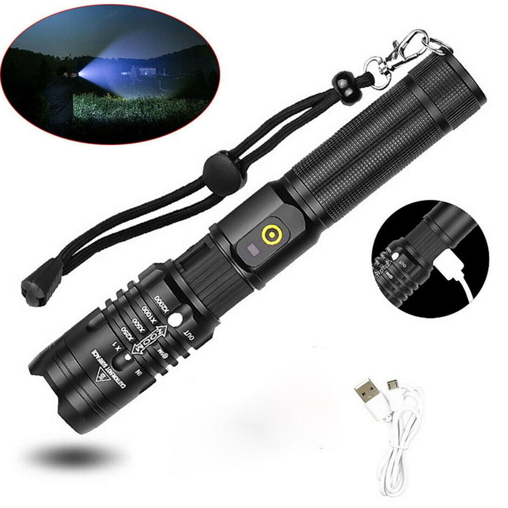 Rechargeable 990000LM Flashlight Tactical Police Super Bright LED Torch Zoomable