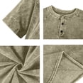 thumbnail image 6 of GrmtClth Distressed Henley Shirts for Men Vintage Short Sleeve V Neck T-Shirts Casual Button Down Acid Washed Tee Shirts Heavyweight Pullover Beige XL, 6 of 8