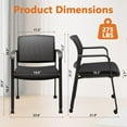 thumbnail image 3 of CLATINA Black Waiting Room Chair with Wheels Mesh Back Stacking Arm Chairs with Upholstered Fabric Seat and Ergonomic Lumber Support for Office School Church Guest Reception, 3 of 8