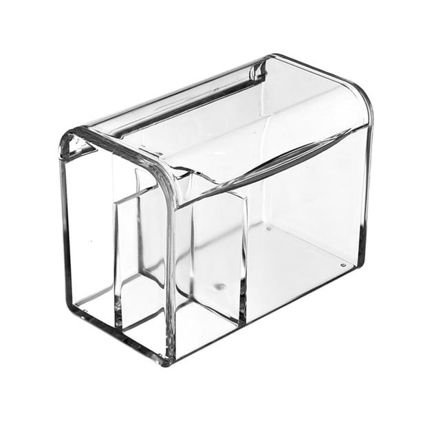 Caja de almacenamiento de plástico transparente a prueba de polvo con tapa, creativa, dividida, con 3 compartimentos, organizador para hisopos, discos de algodón y cosméticos