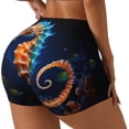 thumbnail image 3 of Athletic Shorts for Women, Yellow Fish Seahorse Seam Womens Shorts High Waisted Sport Running Workout Gym, 3 of 8