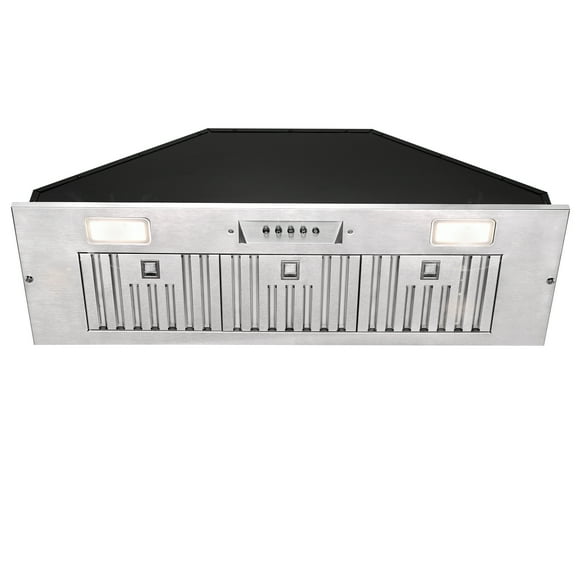 Range Hood, Ultra Quiet Stainless Steel Ducted Insert/Built-in Kitchen Vent Hood with Powerful Suction, LED Lights and Dishwasher Safe Filters, 3-Speed 600 CFM (36in warm）