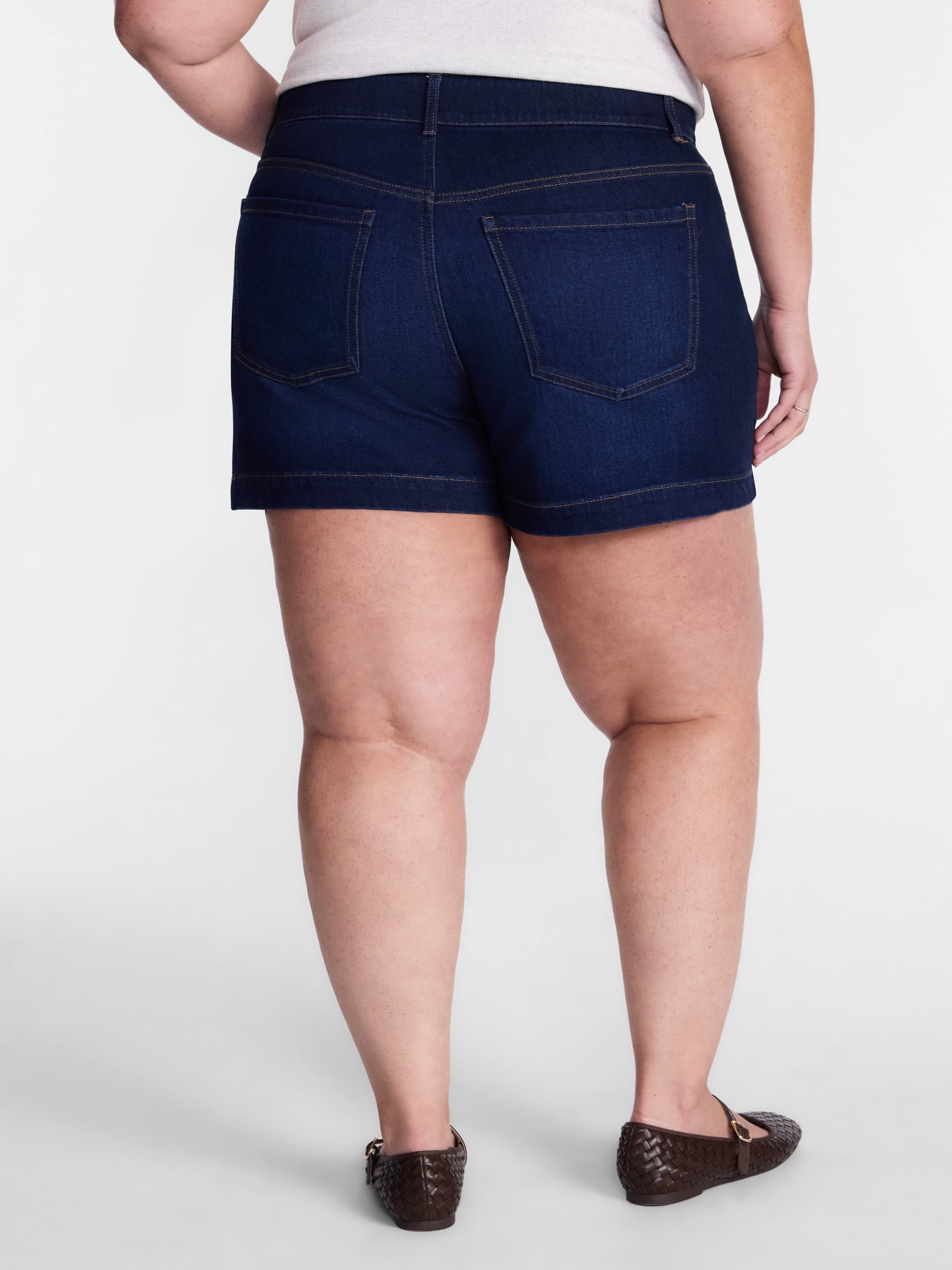 Terra & Sky Women's High Rise A Line Denim Shorts, 5" Inseam, Sizes 16W-26W
