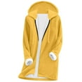 thumbnail image 2 of GaThRRgYP Women's Warm Fluffy Coat for Winter,Women Fall and Winter Loose Hooded Full Zipper Thickened Fleece Lambhair Warm Jacket with Pockets Yellow S, 2 of 9