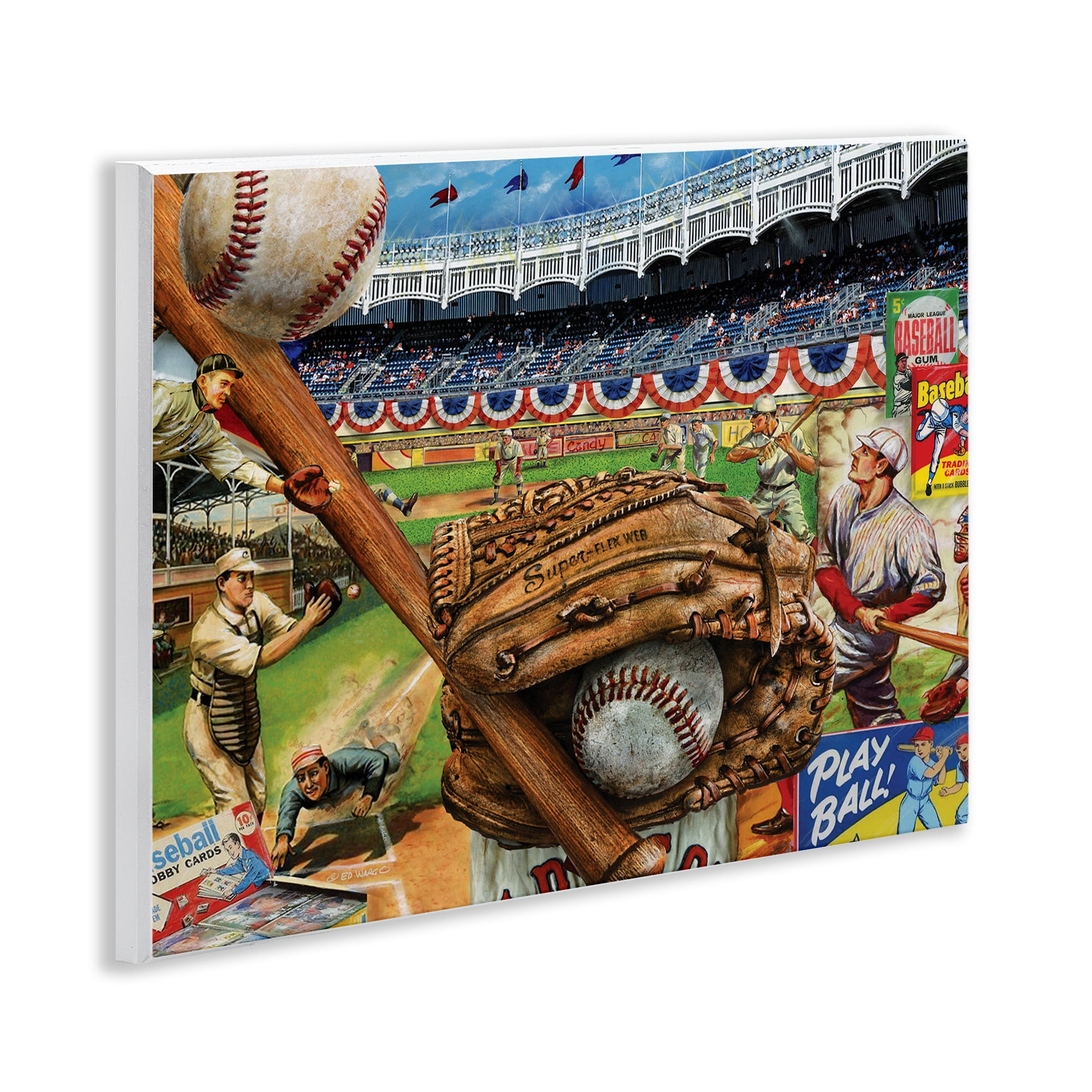 Stupell Industries Baseball Sports Collage Sports Painting Unframed Art Print Wall Art, 14 x 11