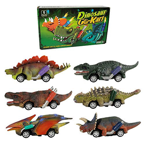 6 Pack Toddler Dino Car Toy Set for 3 4 5 6 7 8 9 Year Old Dino T-Rex Game for Boys Christmas Birthday Gifts Dinosaures Toy Cars for Boys Girls Pull Back Dinosaur Toys for Kids 3 to 12 Year Old Boys 