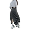 thumbnail image 4 of Women Long Skirt with Adjustable Drawstring, Solid Color Casual Style Loose Summer Clothing, 4 of 9