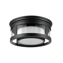 Globe Electric Brisbane 1-Light Matte Black Outdoor Indoor Flush Mount Ceiling Light with Frosted Glass Shade, 44480
