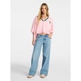 thumbnail image 2 of No Boundaries Varsity Cropped Sweater, Lightweight, Women's S-3XL, 2 of 5