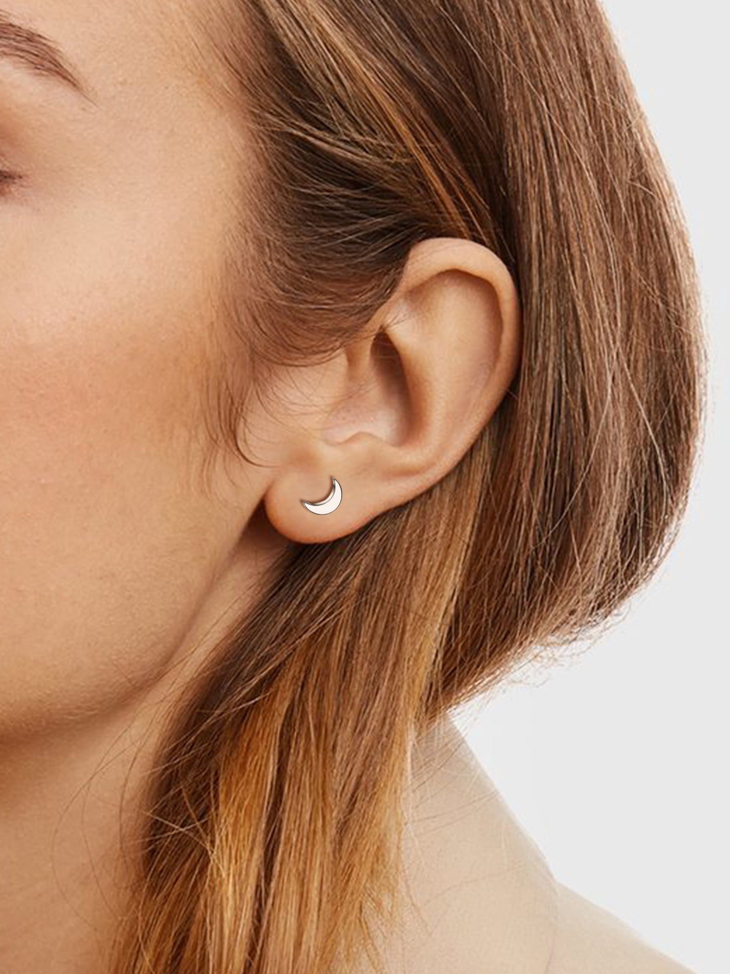 ChicSilver 925 Sterling Silver Earrings Crescent Moon Earrings Stud Earrings for Sensitive Ears Birthday Christmas Gift