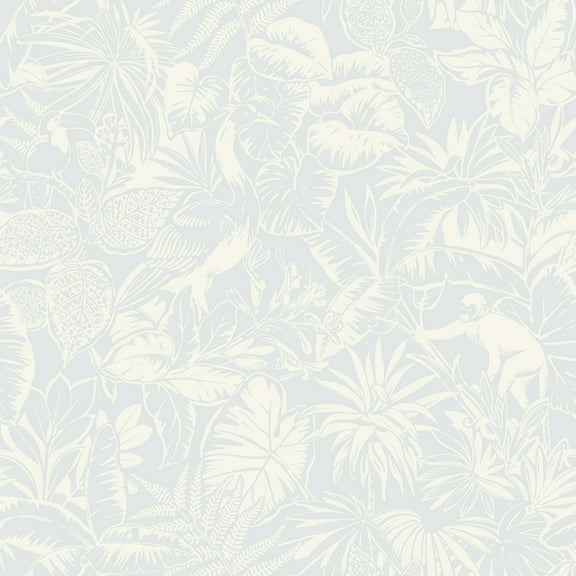 Chesapeake Corcovado Light Blue Jungle Jamboree Wallpaper