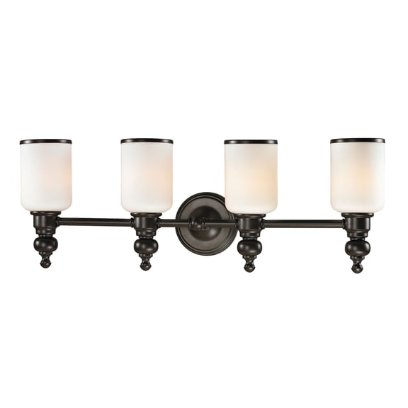 Elk Home Bristol Way 4-Light Glass & Metal Vanity Lamp in Oil Rubbed Bronze