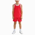 thumbnail image 1 of Ymyiu Ensembles de Sport pour Garçons Ensemble 2 Pcs pour Garçons T-Shirt à Manches Courtes et Short Collection Extérieure 5T 6T (Rouge, 5-6 Ans), 1 of 6
