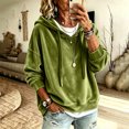 thumbnail image 2 of Fewfanhot Womens Tops Casual Loose-fitting Long-sleeved Knitted Velvet Hooded Sweatshirt Top, 2 of 9
