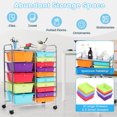 thumbnail image 2 of 15 Drawer Rolling Storage Cart, Drawer Organizer with Wheels, Scrapbook Paper Office School Organizer, Multicolor, 2 of 7