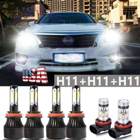 6PCS LED Headlights Hi/Low   Fog light Bulbs Kit 6500K For Nissan Altima 2005