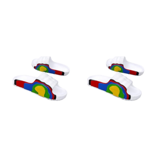 Minnieouse 1 par de toboganes para fiesta en la piscina, Picnic, estilo informal, zapatillas de playa con punta abierta, sandalias de tacón plano Blanco Tamaño 39-40 2Conjunto