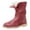 Red, variant on Women Mid Calf Boots Warm Fur Lined Round Toe Lace up Slip on Fashion Casual Winter Snow Booties