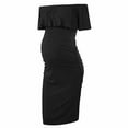 thumbnail image 7 of Delliss Maternity Off Shoulder Ruffle Dress For Women Fashion Knee Length Slim Fit Sleeveless Bodycon Dress, 7 of 7