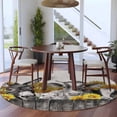 thumbnail image 5 of Round Rug 5ft Area Rug, Retro Farm Donkey Pig Cow Sunflowers Area Rugs for Living Room Bedroom, Gray Wood Grain Floor Mat Non-Slip Non-Shedding Carpet Indoor Accent Rugs, 5 of 9