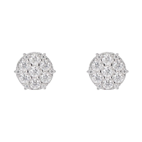KIJ 0.82 Carat Round Moissanite Stud Earrings, D Color 14K White Gold Plated 925 Sterling Silver Hypoallergenic for Men Women