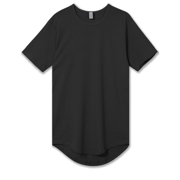 Allsense Men's Hipster Long T-Shirt - Drop-Cut Curved Hem Tee