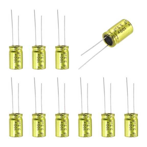 3.3uF 100V Non-Polarized Electrolytic Capacitor, 10mm x 17mm Aluminum Audio Capacitors for DIY Projects Audio Tweeter Frequency Divider Pack of 10