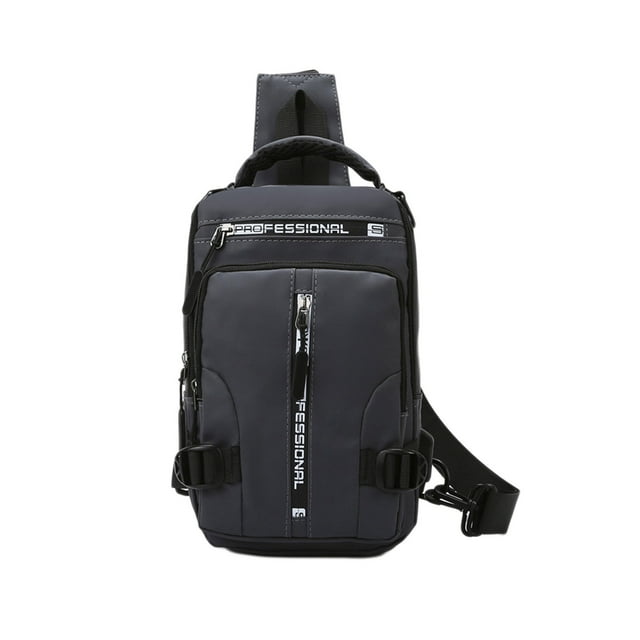 WRKEKC Sac Bandoulière Imperméable pour Extérieur avec Port USB, Sac de Poitrine Léger en Polyester pour Randonnée, Sangle Réglable et Multiples Poches