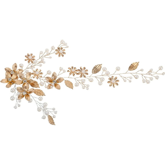 Toddmomy Elegant Bridal Headpiece Golden Alloy For Women 1Pack 8.5X3.9X0.4In
