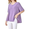 thumbnail image 2 of Women's Plus Size Blouses Summer Boho Tops V Neck Short Sleeve Casual Oversized Shirts Purple XXL, 2 of 5