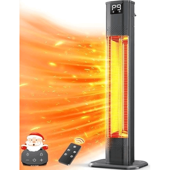 Outdoor Heaters, 1s Heating Carbon Infrared Patio Heaters With Remote, 9 Heat Levels, 24H Timer, IPX5 Waterproof, 42in Electric Space Heaters for Home, Office, Restaurant, Patio, and Garage