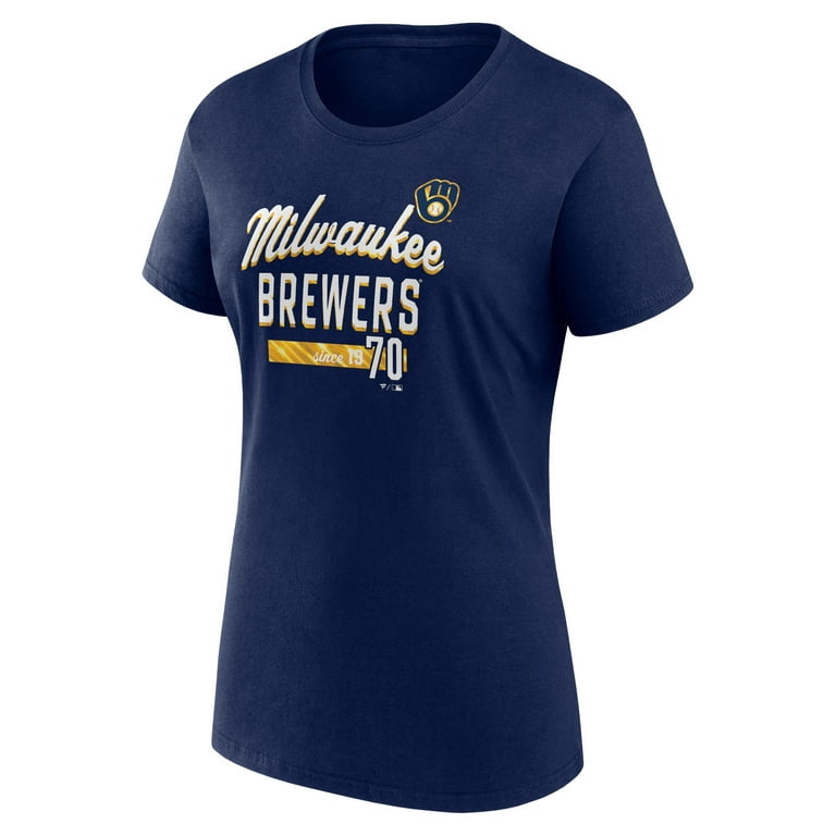 Women's Fanatics Branded Navy Milwaukee Brewers Logo Fitted T-Shirt 