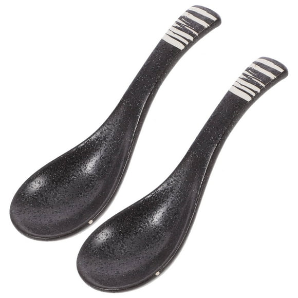 2pcs Asian Spoons Soup Spoon Ceramic Spoon Ramen Spoon Retro Porcelain Spoon