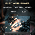 thumbnail image 3 of Lenovo Legion Pro 5i Gaming Laptop, 16" WQXGA 240Hz Laptop, Intel i9-13900HX Processor, NVIDIA GeForce RTX 4070 Graphic, 64GB DDR5, 4TB SSD, Win 11 Home, Gray, 128GB Docking Station Set, 3 of 9