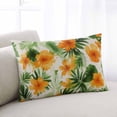 thumbnail image 2 of Orange Floral Palm Leaves Throw Pillow Cover 20 x 36 Inch Decorative Pillow Cover Tropical Summer Botancial Lumbar Pillowcase Seasonal Rectangle Cushion Case for Couch Sofa Bed Living Room, 2 of 7